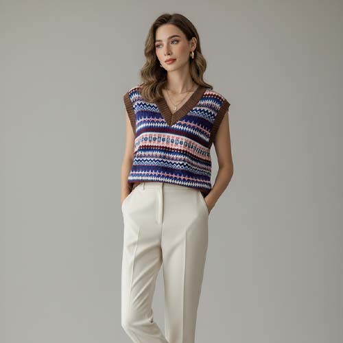 Knitted Wool Vest Womens